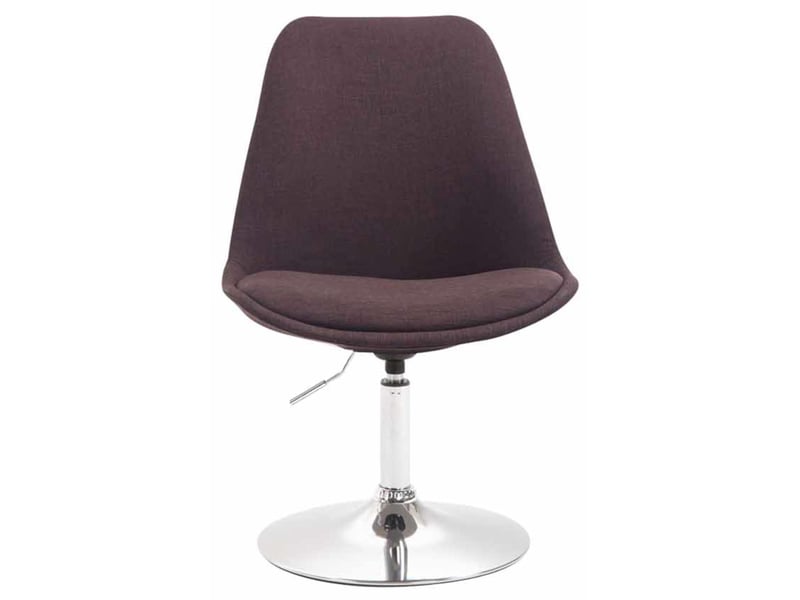 Lot de 4 chaises de salle à manger pivotante hauteur réglable en tissu marron et pied trompette en métal chromé 10_0008634 - Conforama C