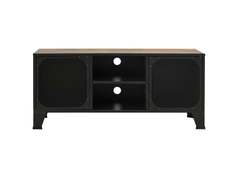  Meuble tv - banc tv - meuble de rangement marron rustique 105x36x47 cm métal et mdf  - Conforama C