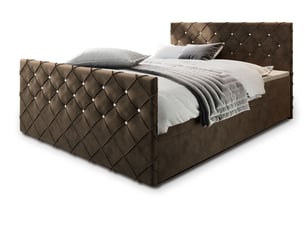 Lit avec rangement 180x200 cm <strong>MASSENO</strong> <strong></strong> coloris marron