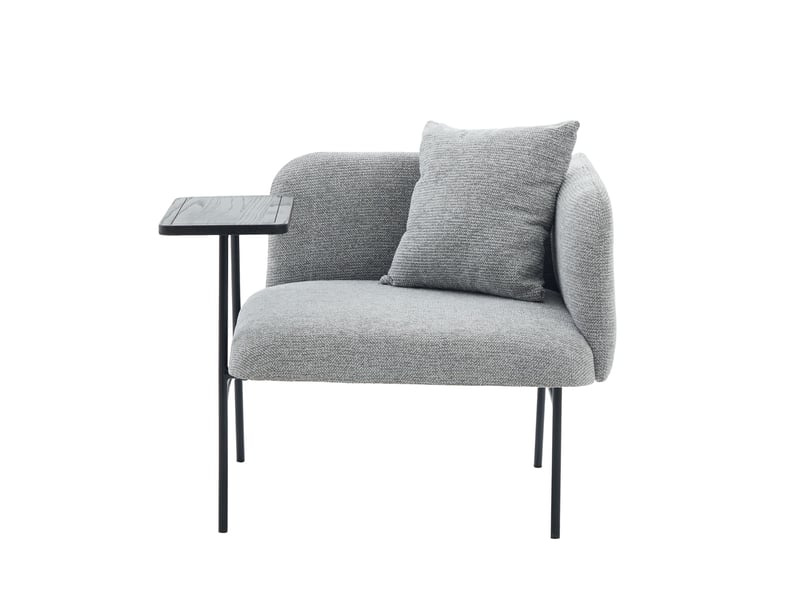  Fauteuil de relaxation,86x72x71 cm,avec table d’appoint et rangements,chenille,gris  - Conforama A