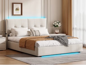 Lit 2 places 140x200 cm <strong></strong> <strong></strong> coloris beige