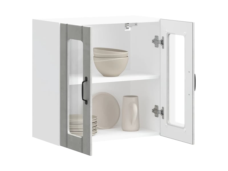 Armoire murale de cuisine avec porte en verre lucca gris béton shl6228 - Conforama E