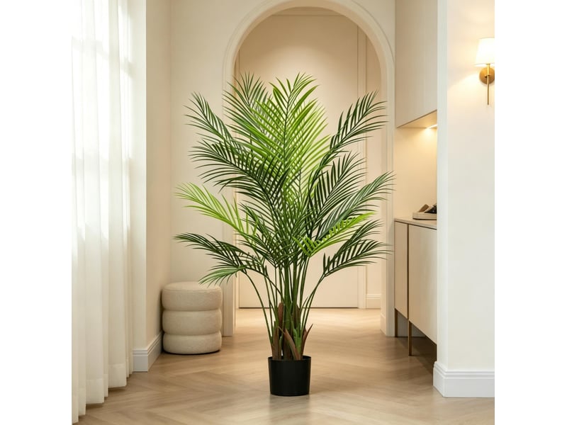  Palmier artificiel en pot 120 cm vert avec 22 feuilles, décor tropical sans entretien pour intérieur  - Conforama B