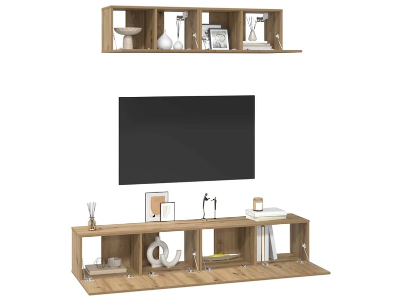  Ensemble meuble tv - banc tv - meuble de rangement 4 pcs chêne artisanal bois d'ingénierie  - Conforama C
