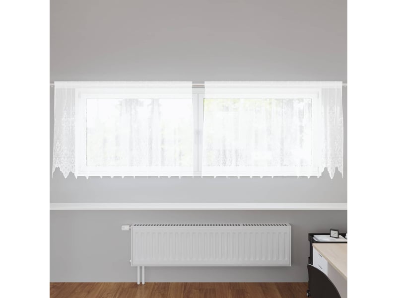  Rideau en dentelle, rideau ajouré, voilage blanc 120 x 300 cm polyester cf43650  - Conforama B