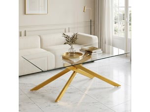 Table basse rectangulaire coloris doré LPOSPI - 60 cmx120 cm