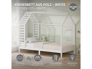Lit cabane 90x200 cm <strong>ML-DESIGN</strong>  <strong>ECD Germany GmbH</strong> coloris blanc