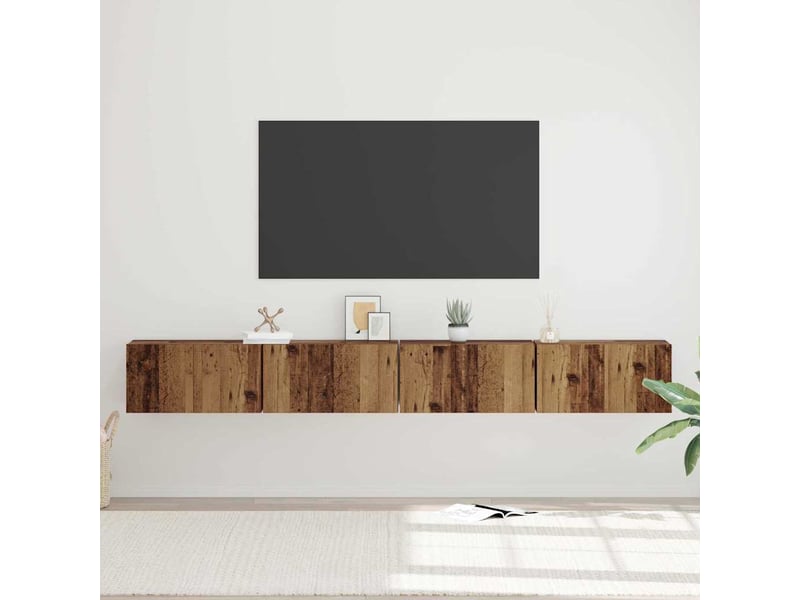  Ensemble meuble tv - banc tv - meuble de rangement 4 pcs bois ancien bois d'ingénierie  - Conforama D