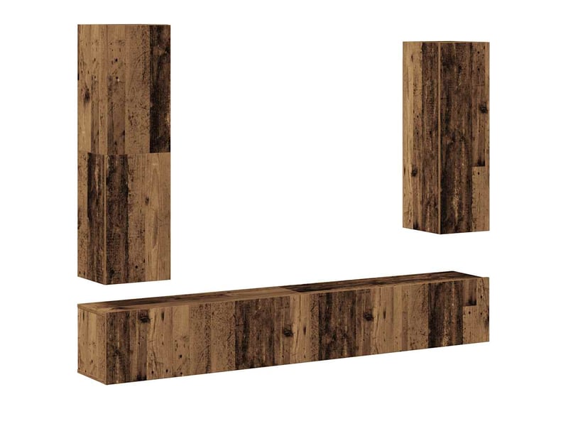  Ensemble de meuble tv - banc tv - meuble de rangement mural 4 pcs vieux bois bois d'ingénierie  - Conforama A