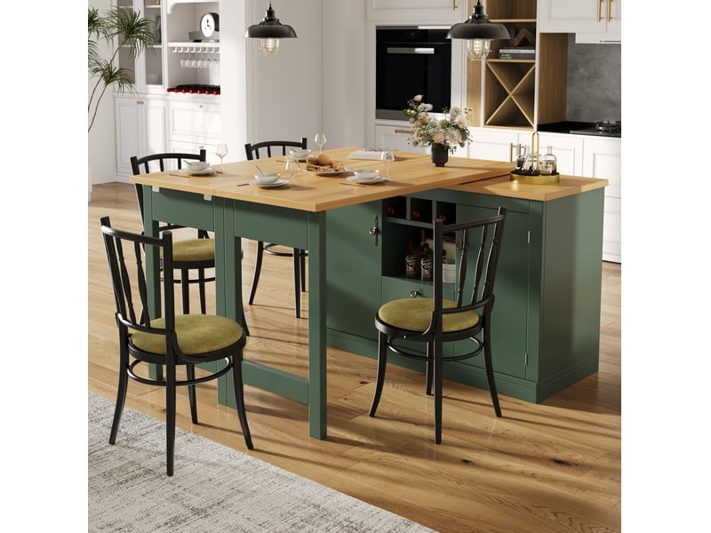  Table de bar extensible 120x40x76 cm pivotante à 360° avec rangement mdf vert antique  - Conforama B