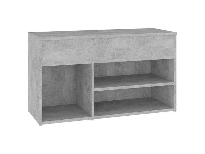  Banc à chaussures, meuble à chaussures gris béton 80x30x45 cm bois d'ingénierie  - Conforama A