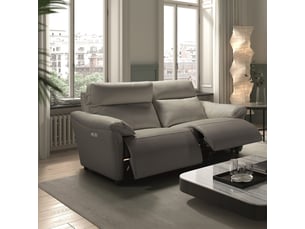 Canapé droit relax électrique <strong>ALTOBUY</strong> <strong>BALCO</strong> 3 places Assise Cuir / Caisse PU gris