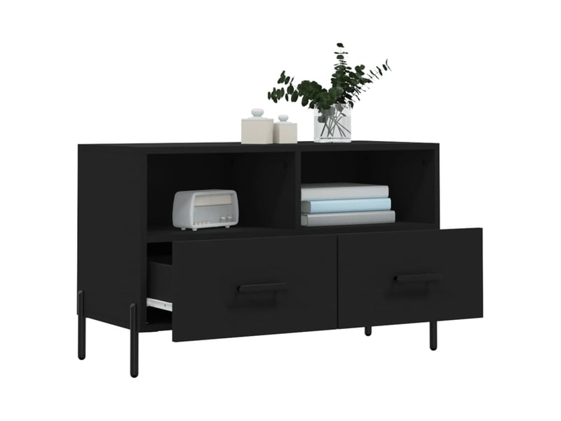  Meuble tv - banc tv - meuble de rangement noir 80x36x50 cm bois d'ingénierie  - Conforama D