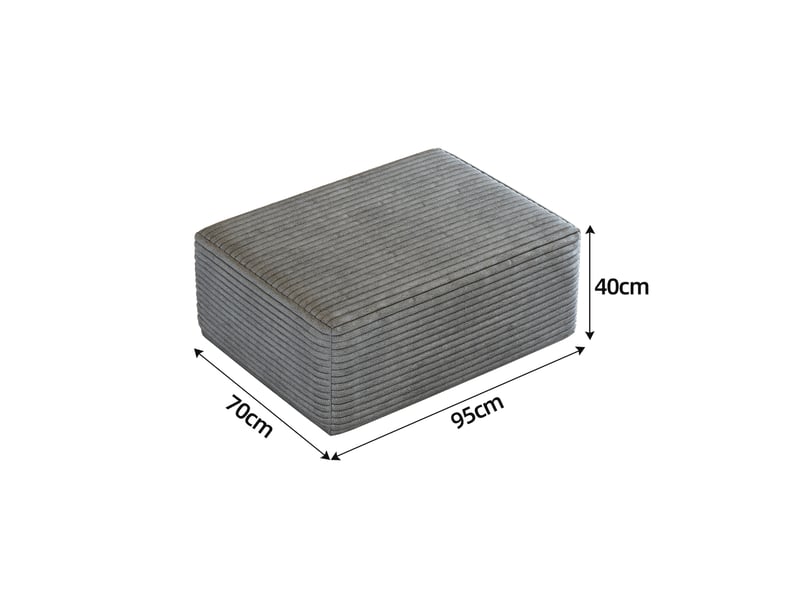 Pouf ottoman avec assise confortable, sans montage, pour salon, en velours côtelé gris 95 × 70 × 40 cm - Conforama D