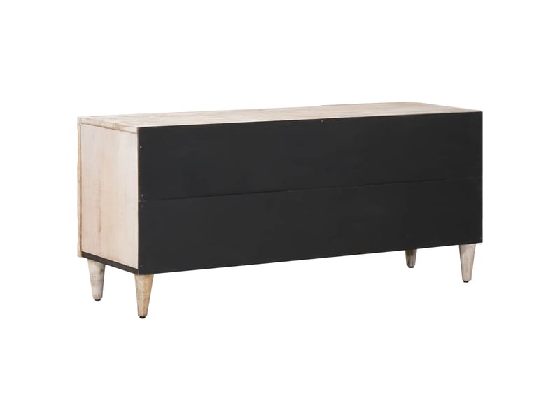 Meuble tv - banc tv - meuble de rangement blanc 105 x 33,5 x 46 cm bois de mangue massif - Conforama E