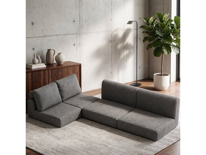 Canapé droit convertible ,2 places, avec mousse à mémoire de forme et soutien dorsal,160 x 80 x78 cm,gris  - Conforama E