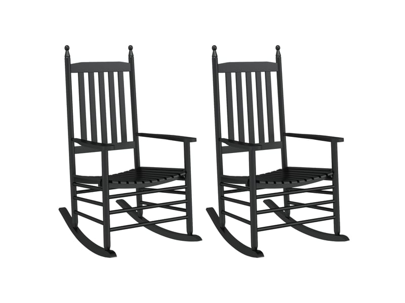  Lot de 2 chaises à bascule avec sièges incurvés en bois de peuplier noir dec029108  - Conforama A