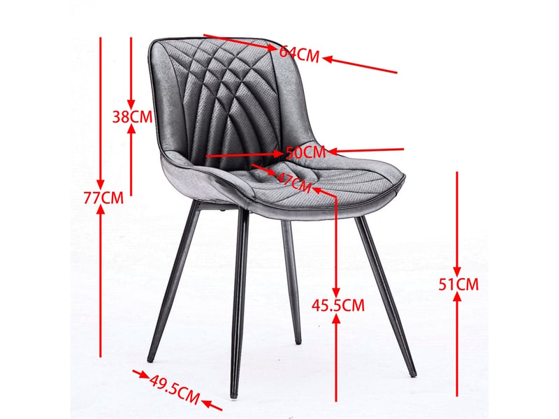  Lot de 2 chaises de salle à manger 50 x 47 x 77 cm – sièges en cuir , pieads métal – noir  - Conforama C