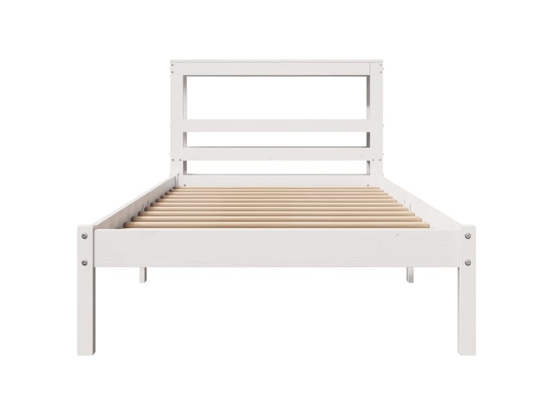  Lit simple- lit adulte -  cadre de lit sans matelas blanc 100x200 cm bois de pin massif  - Conforama C