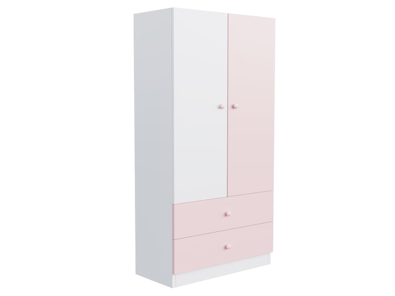  Armoire modenvie 70 x 40 x 170 cm avec 2 tiroirs rose et blanc  - Conforama E