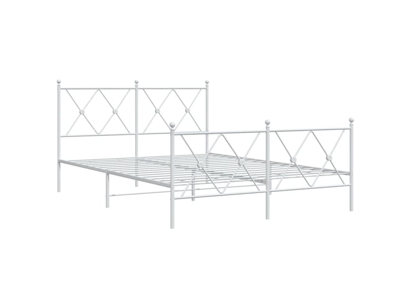  Lit double- lit adulte -  cadre de lit métal sans matelas et pied de lit blanc 140x190 cm  - Conforama B