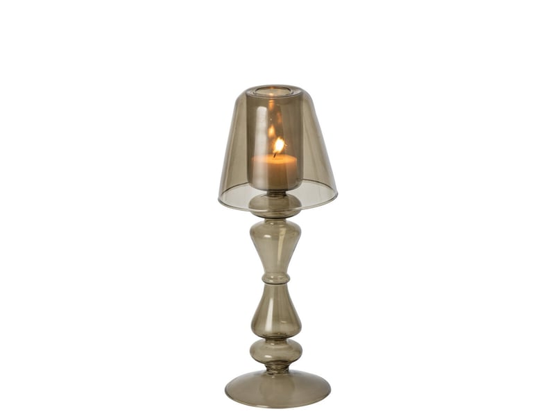  Photophore lampe en verre silje 26cm vert olive  - Conforama B