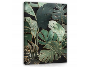 Tableau décoration murale impression sur toile feuilles abstrait vert - 40x60 cm - tableau décoration murale chambre et salon