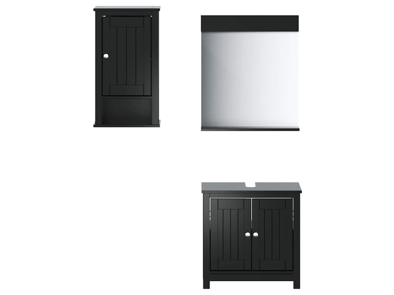  Ensembles de salle de bain, meubles de salle de bain 3 pcs berg noir bois de pin massif cf64779  - Conforama A
