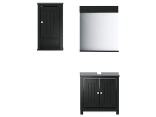 Ensembles de salle de bain, meubles de salle de bain 3 pcs berg noir bois de pin massif cf64779