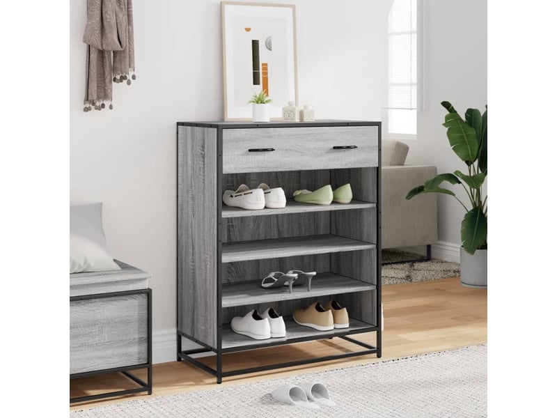  Meuble à chaussures, armoire à chaussures sonoma gris bois d'ingénierie et métal shl9801  - Conforama C