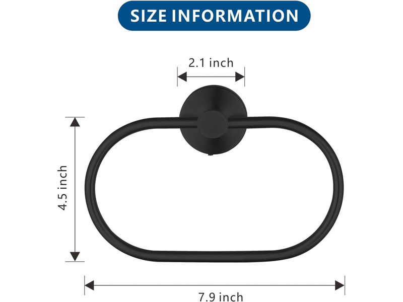  Anneau porte-serviettes de salle de bain, barre porte-serviettes murale, porte-serviettes ovale, noir XLH-ZLS-000885ZLS - Conforama E