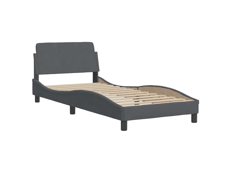  Lit simple- lit adulte -  cadre de lit dover gris foncé 80x200 cm velours  - Conforama B