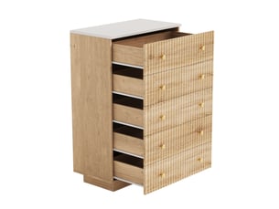 Commode 73x40x111cm, 5 tiroirs avec éclairage led 3 couleurs, en bois, style moderne, couleur chêne