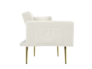 Canapé 2 places, transformable en lit, avec rangement intégré, avec rembourrage mousse, coloris blanc, l175 x p64 x h72 cm