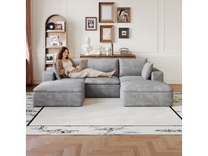 Canapé de salon, canapé cloud – sans montage, style cloud, gris foncé, 260 cm, en velours tricoté