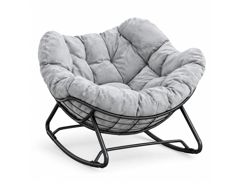 Fauteuil à bascule modenvie en chenille gris clair structure en métal  - Conforama A