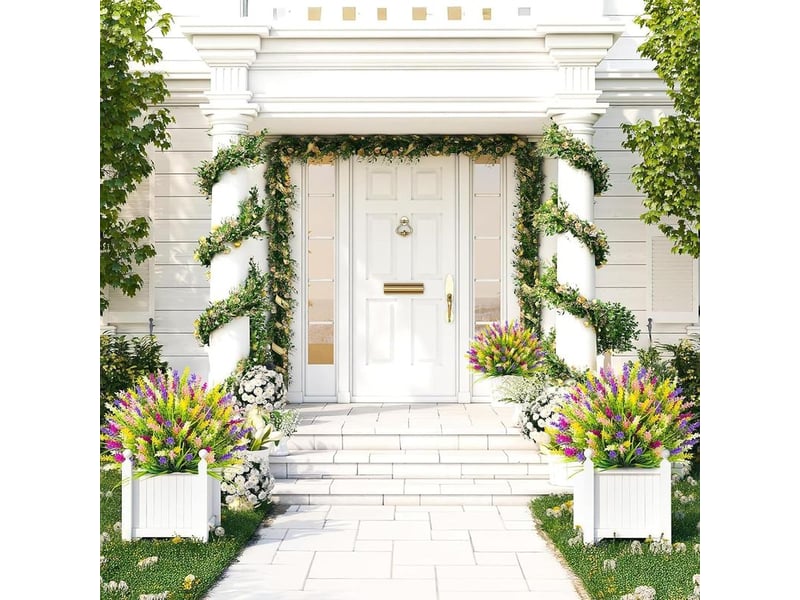  12 bundles fleur artificielle exterieur fausse lavande plantes décoration artificielles d'extérieur plantes de balcon pour les jardins intérieurs,la décoration florale de balcon etc  - Conforama C