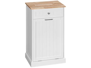 Meuble de cuisine avec support pour poubelle de 38 litres et tiroir, blanc