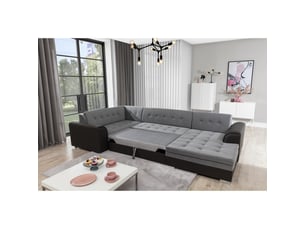 Canapé panoramique convertible caldero 5 places bleu marine et gris – angle droit