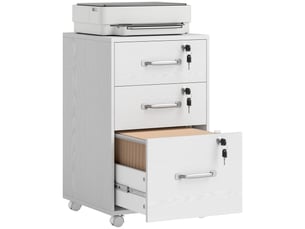 Caisson de bureau 3 tiroirs verrouillables sur roulettes blanc 40 x 40 x 69,5 cm