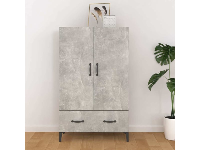  Buffet haut - bahut - meuble de rangement gris béton 70x31x115 cm bois d'ingénierie  - Conforama B