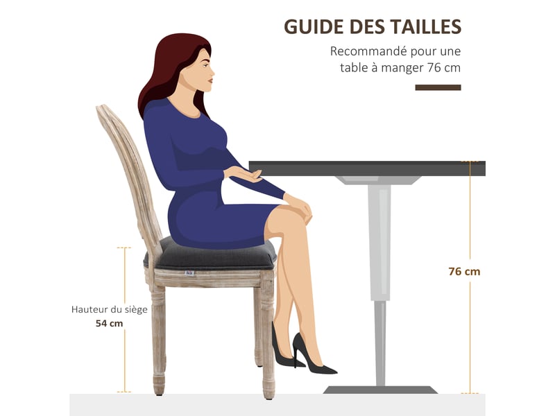  Lot de 4 chaises de salle à manger - bois massif sculpté, patiné - chaise de salon médaillon style louis xvi  - Conforama W