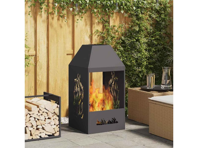  Brasero exterieur, foyer camping noir 50x50x100 cm acier patiné shl88324  - Conforama B