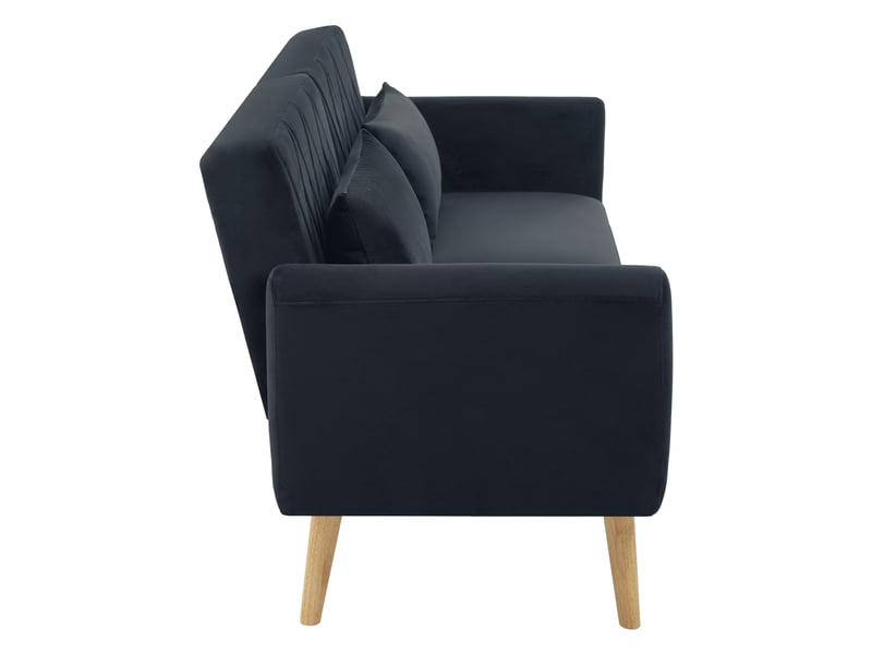 Canapé convertible 2 places noir en velours, design moderne avec dossier inclinable et accoudoirs réglables pour salon - Conforama R