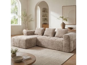 Canapé d'angle compressé gauche fixe <strong>MODENVIE</strong> <strong></strong> 3 places Tissu kaki