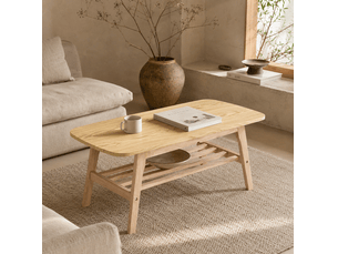 Table basse rectangulaire coloris bois clair MIVRAY - 48 cmx100 cm