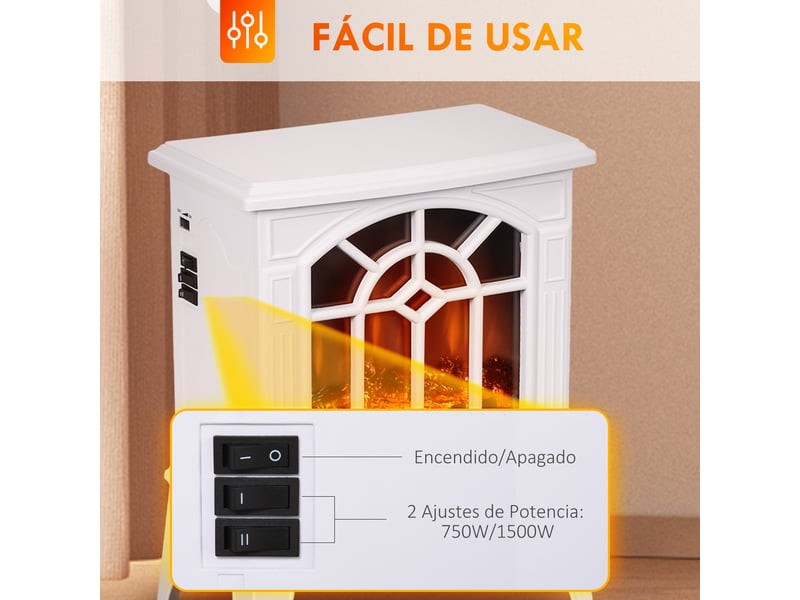  Cheminée électrique décorative blanche, effet flamme led, 10002000 w, 15 à 20 m²  - Conforama W