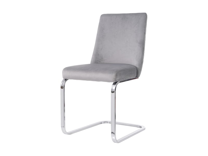 Lot de 2 chaises de salle à manger en velours gris, dossier matelassé diamant, pieds métal argentés Jamama eleni - Conforama R