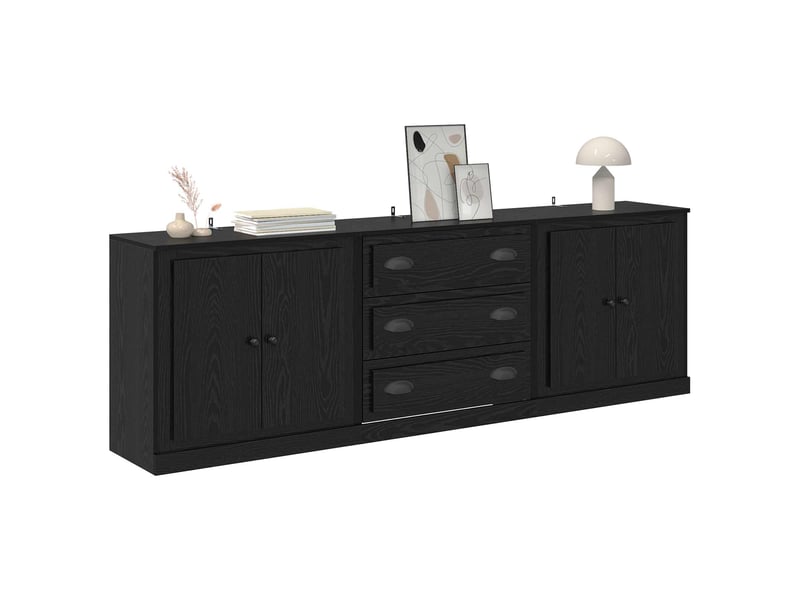  Buffet - bahut - meuble de rangements 3 pc chêne noir 210 x 35,5 x 67,5 cm bois d'ingénierie  - Conforama C