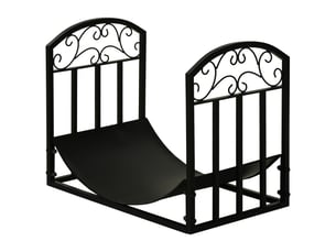 Porte-bûches intérieur et extérieur en métal noir, étagère incurvée, capacité 60 kg